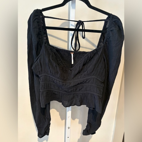 Free People Black Long Sleeve Crop Top - Picture 3 of 5